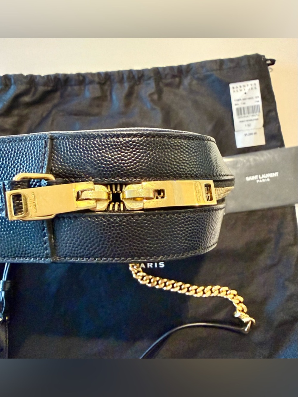 NWT Saint Laurent Black Leather Camera Bag with Gold YSL Logo - Picture 2 of 6